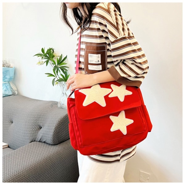 Star Pattern Messenger Bag Casual Skuldertaske RØD Red