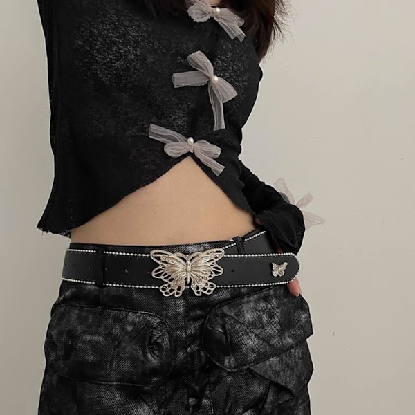 Hip Hop Punk Bælte Retro Mode Bælte SORT Black