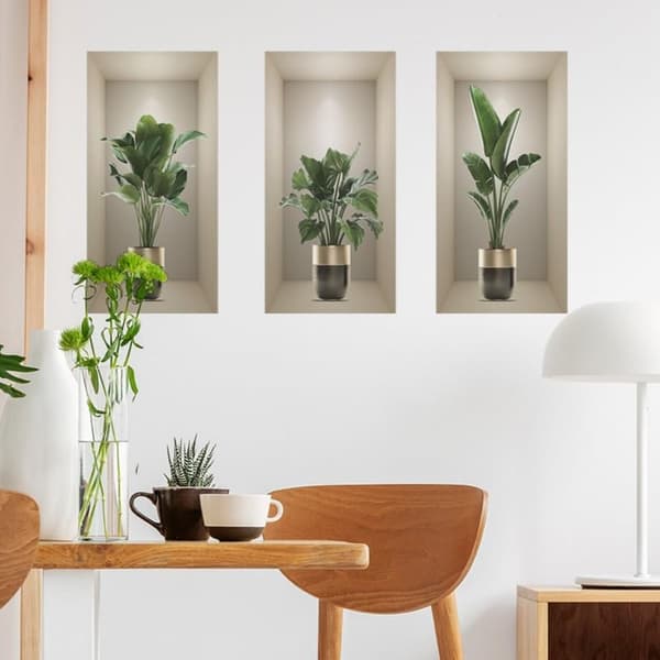 Väggdekorationer 3D Gröna Krukväxter Växter Blad