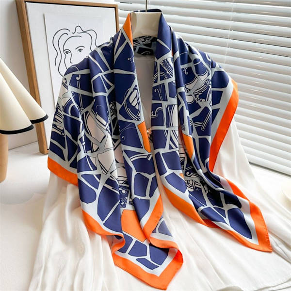 Strandsjal 90x90cm Sidenscarf 4 4 4