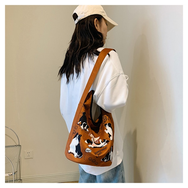 Retro skuldertaske Cute Little Dog Print Bag Fashion Shopping