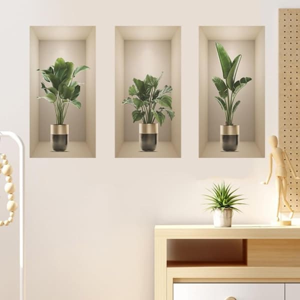 Väggdekorationer 3D Gröna Krukväxter Växter Blad