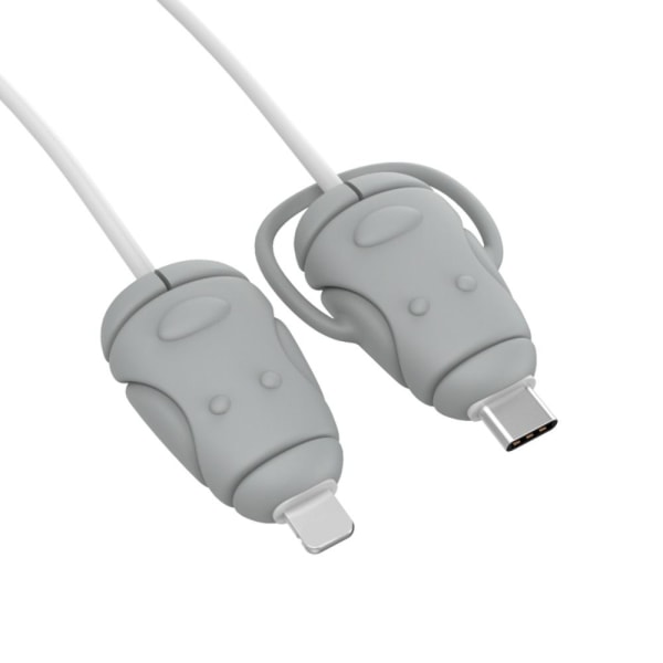 Kabelbeskytter Oplader Kabel Beskyttelsesdæksel GRÅ TYPE TIL Grey TypeC to iOS-TypeC to iOS