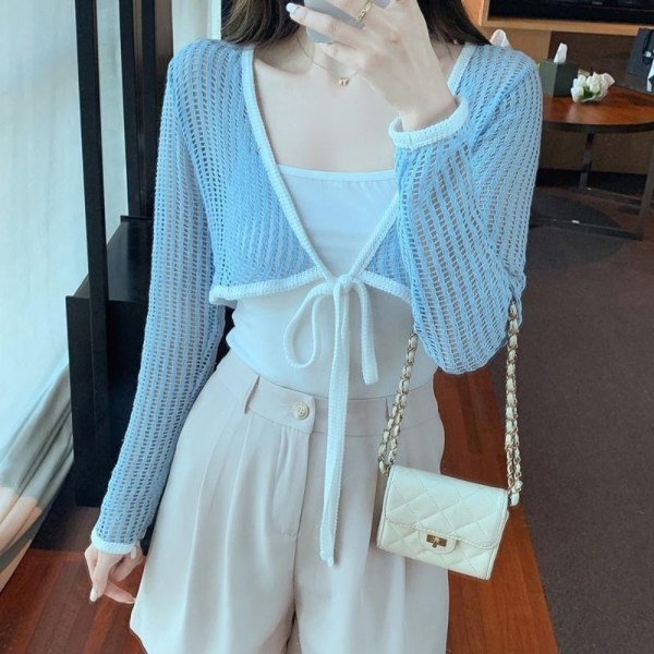 Solskjerm Crop Knit Cardigan Tynn Cardigan Coat HVIT White