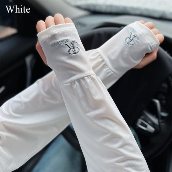 Solskydd Arm Sleeves Anti UV Arm Covers VIT white