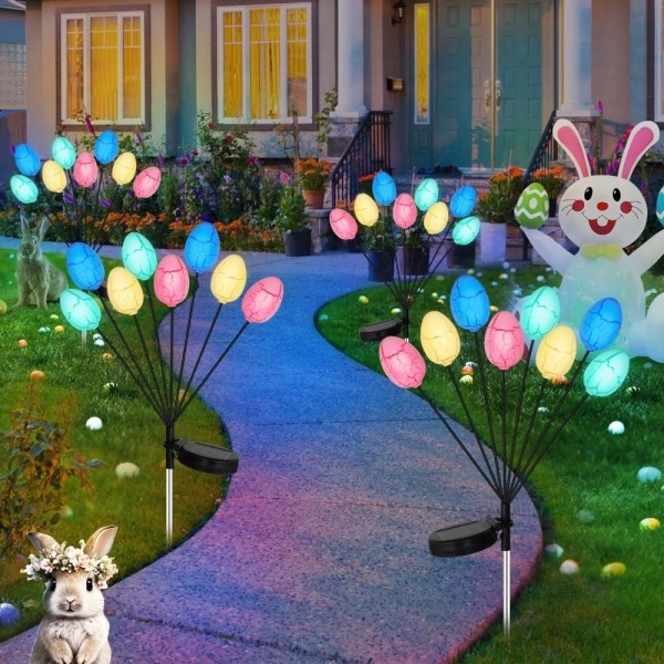 1/2 stk Solar Easter Egg Lights Udendørs påskelys 2PCS-8 2pcs-8 Heads