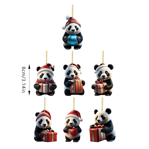 Christmas Panda Nøkkelring Anheng Juletre Ornament 8 8 8