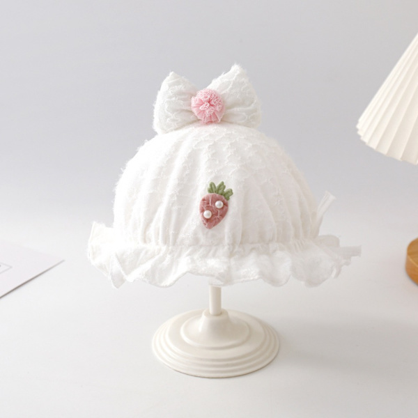 Ruffle Princess Cap Baby Bøttelue HVIT white