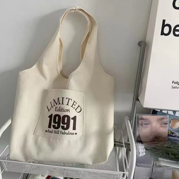 Canvas Tote Taske Sødt Print Skuldertaske E E E