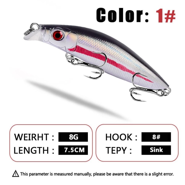 Sjunkande Fiskedrag Minnow Lure FÄRG 3 FÄRG 3 Color 3