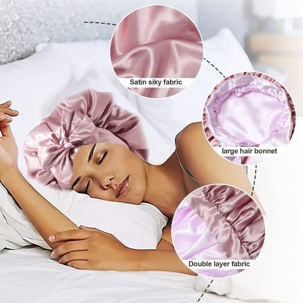 Satin sovehette Silkeaktig satenghette BLACK 4 BLACK 4 black 4