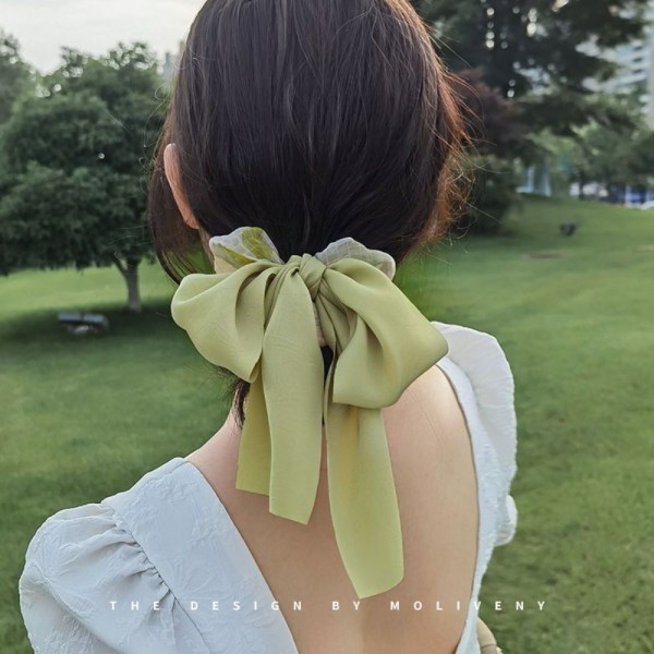Bow Hair Scrunchies Hårrep i koreansk stil GRÖN green