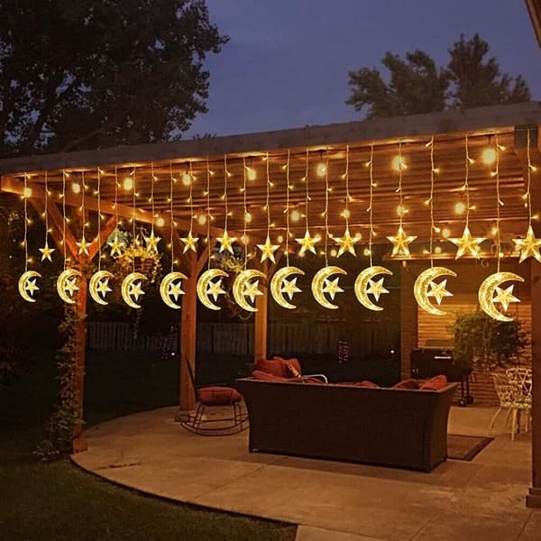 Eid Ramadan LED Gardinlys Feelyst Lys EU-kontakt