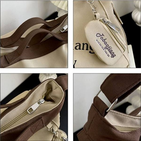 Korealaistyylinen kangaskassi, suuri kapasiteetti KHAKI-kangaskassi khaki