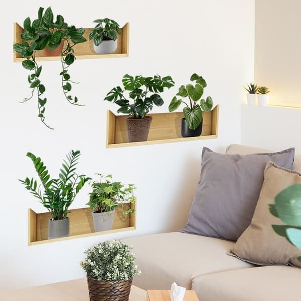 Väggdekaler 3D Gröna Krukväxter, Grönska och Blad