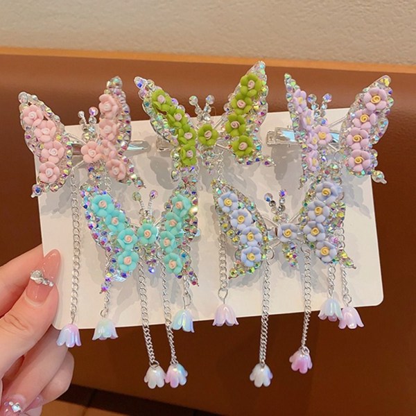 Rhinestone Butterfly Hårnål Butterfly Bangs Sideklemme FARGE 3 Color 3