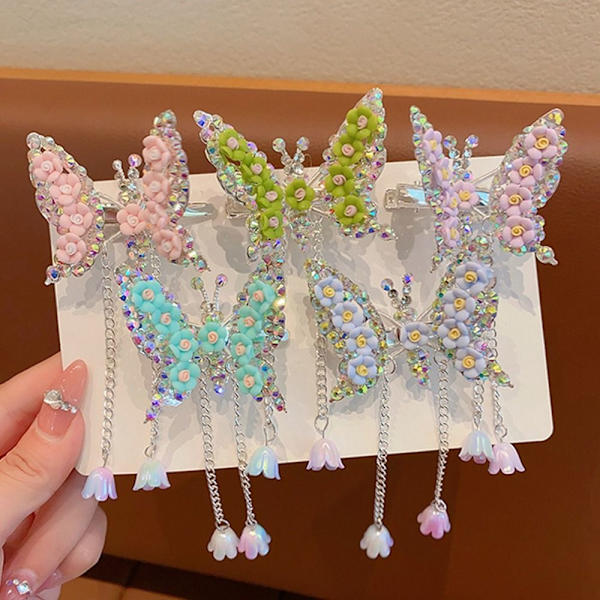 Rhinestone Butterfly Hårnål Butterfly Bangs Sidoklämma FÄRG 3 Color 3