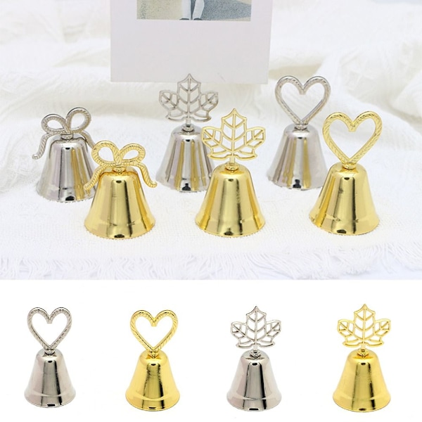 Metall bordkortholdere Fotoklips stativer GULL HJERTEFORM Gold Heart-Shape-Heart-Shape