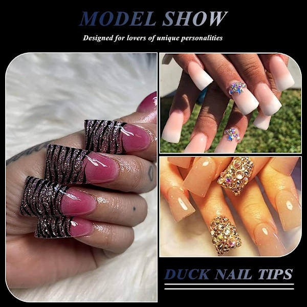 500STK Duck Nail Tips Halv Dæksel NATURLIG natural