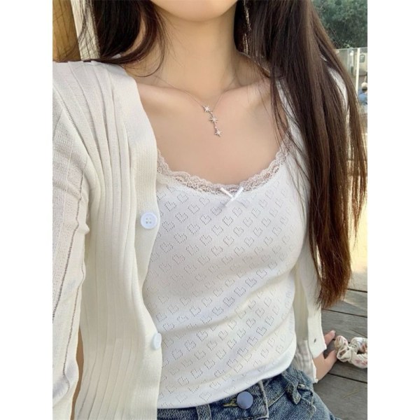 Hvid blonde Camisole Chic cropped toppe XL XL