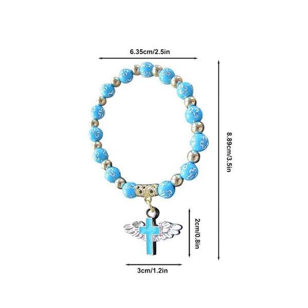 Angel Wing Cross Armband Ängel Rosenkrans Armband BLÅ blue