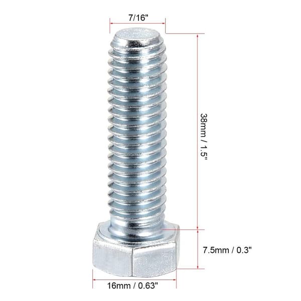 5 kpl kuusiokantapultteja, karkea kierre 5PCS