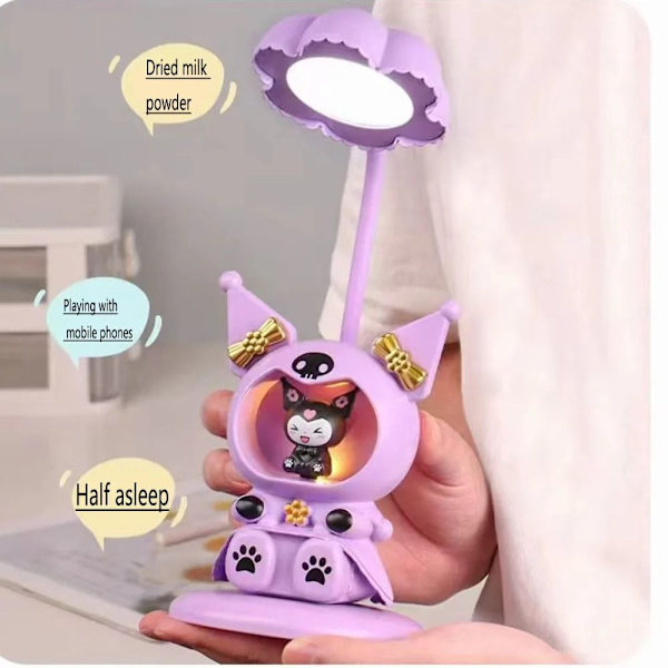 Kawaii Kuromi My Melody Foldbar Øjenbeskyttende Bordlampe Pink