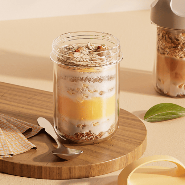 Bærbar Frokostkopp Yoghurt Salatkopp GRÅ Grey