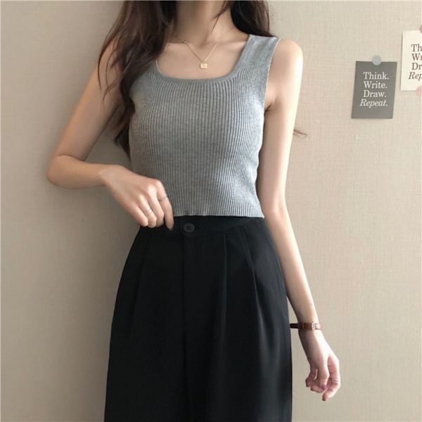 Crop Top Linne GRÅ Grey