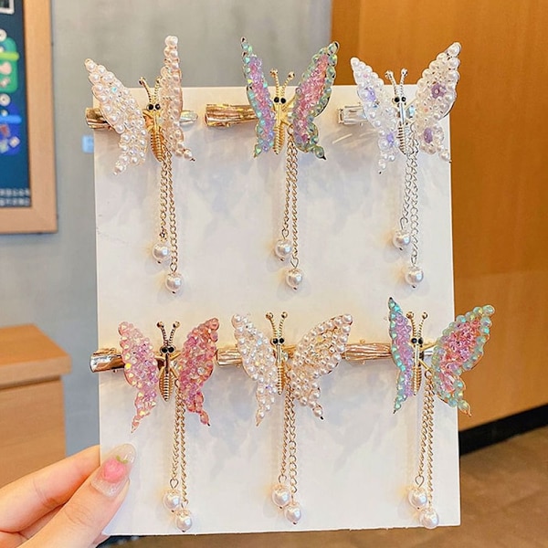 Rhinestone Butterfly Hårnål Butterfly Bangs Sidoklämma FÄRG 3 Color 3