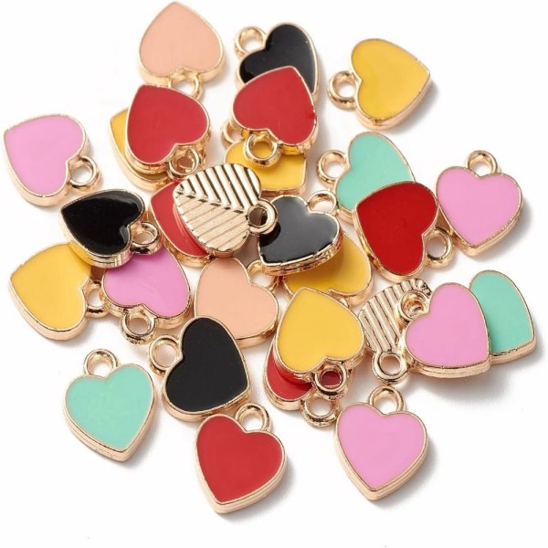 Hjerteformede Charms Random Love Pendant Heart Charms Colorful