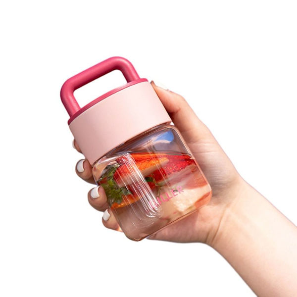 Hög borosilikatglasflaska Borosilikatglasjuicekopp pink 280ml