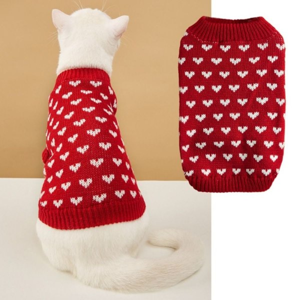 Slim Fit Pet Sweater Heart Lemmikkivillapaita PUNAINEN Red