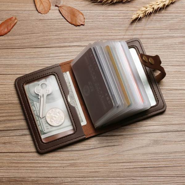 Multi-Card Position Card Bag PU-korthållare MÖRKT KAFFE Dark Coffee