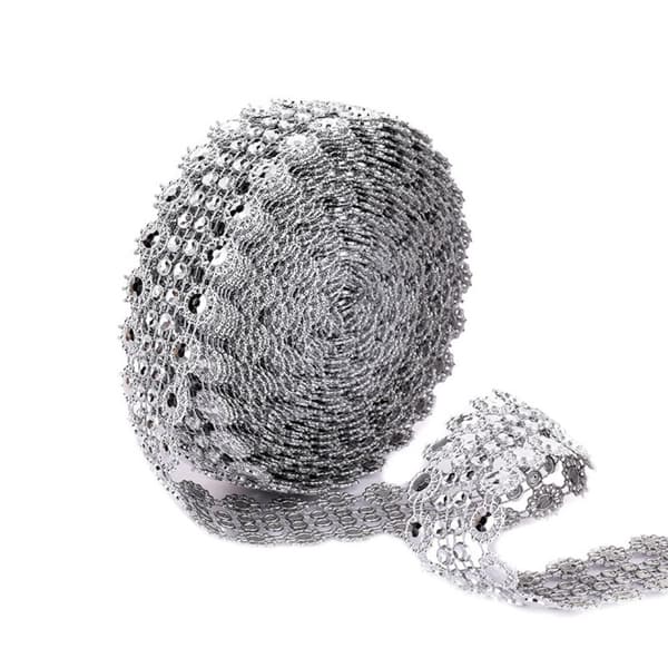 5 Yards Krystalbånd Rhinestone Kæde SØLV Silver