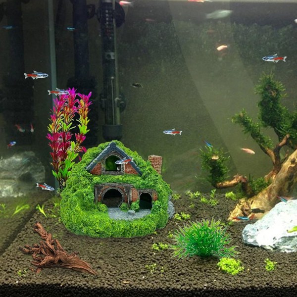 Akvariet dekorasjon Hobbit House Betta Hideout Cave
