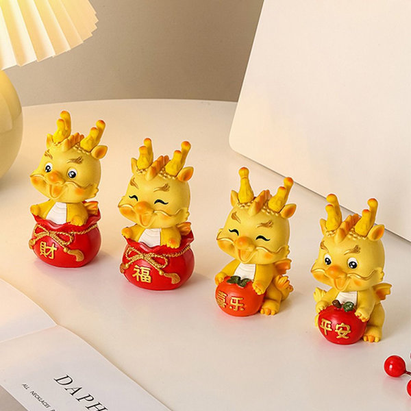 Mikrolandskapsornament Gyllene Drakfigur E E E