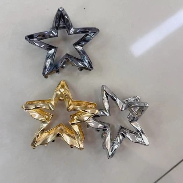 Y2K Hårklype Pentagram Hjerte Hårklyper D D D