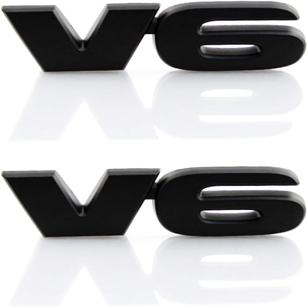 2 STK V6 Blackout Emblem Badge Bil Klistermærke Decals Bilskærm