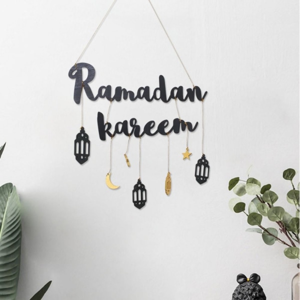 Eid Mubarak Ramadan Kareen Hengende Alfabet Anheng SVART black