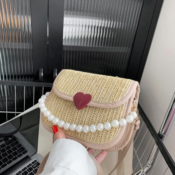 Vävd Väska Enkel Axel Crossbody Väska VIT white