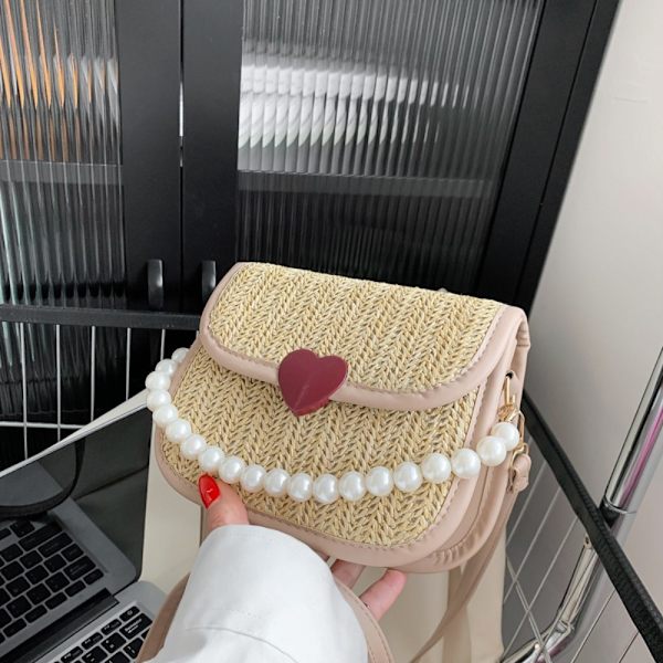 Vävd väska Single Shoulder Crossbody-väska VIT white