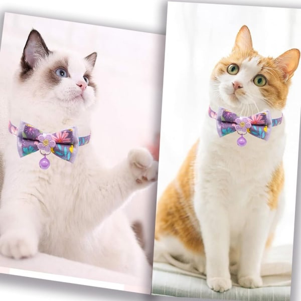 Broken Flower Bow Pet Halsbånd med Bell Cat Safety Buckle