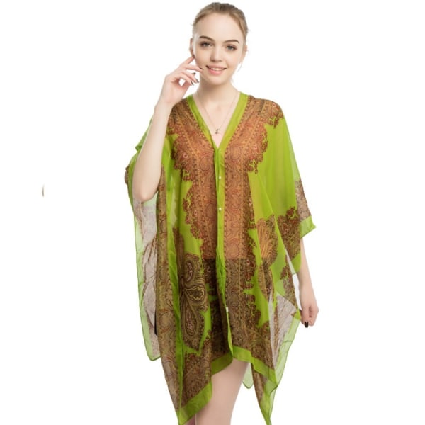 Beach Shawl Chiffon Bluse GRØNN Green