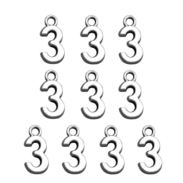 10 stk Numbers Pendant Charms Arabiske Tal Pendants 3 3 3