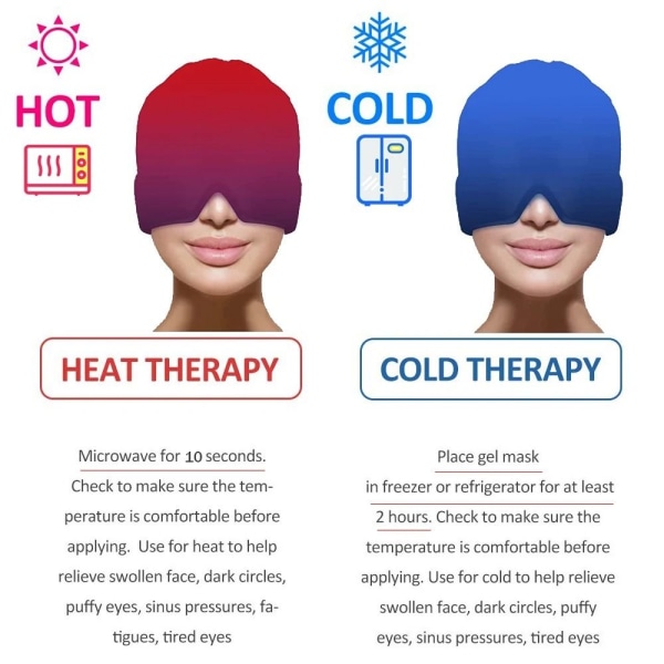 Cold Compress Therapy Hat Head Massager Cap BLÅ Blue