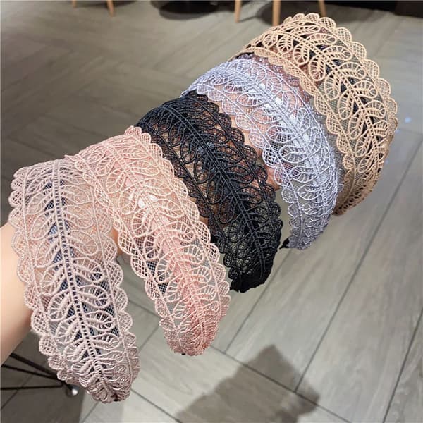 Hårbøjle med blondeblade, PINK Pink