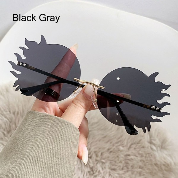 Indfattede runde solbriller Dame solbriller SORT GRÅ SORT Black Gray