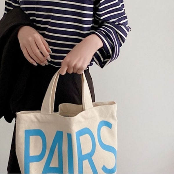 Canvas Shopping Tote Bag Opbevaringstaske Letter Canvas Bag
