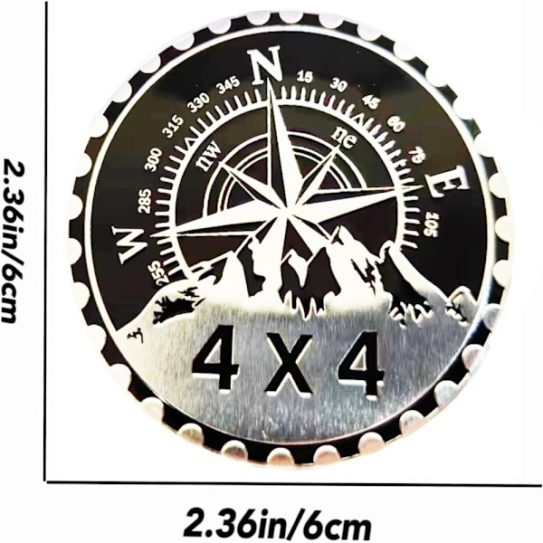 3D-metalliset auton tunnukset Pyöreät merkkitarrat 4 x 4 Metal Automotive